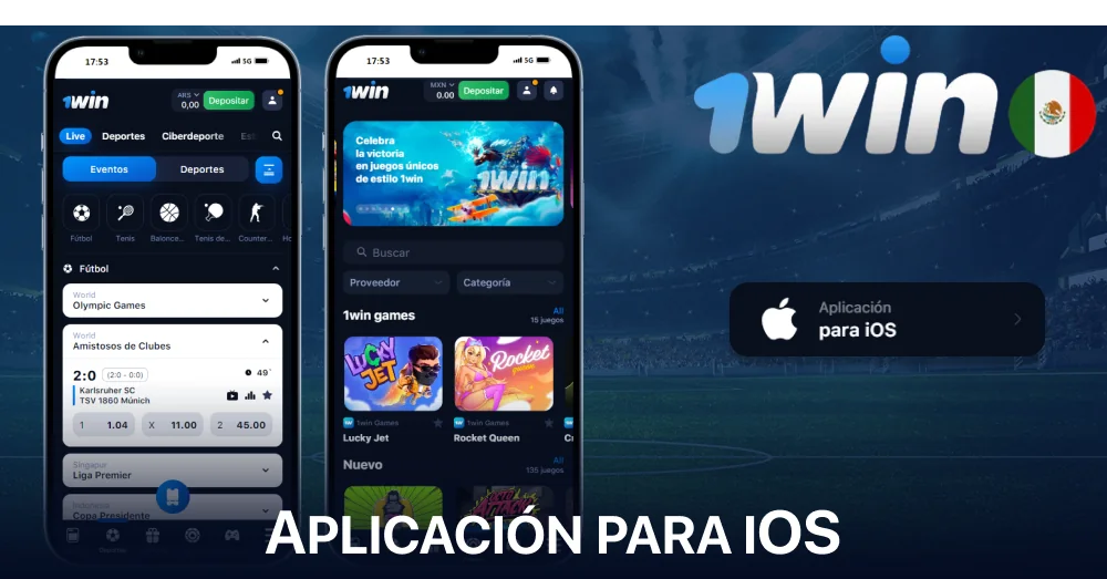 Aplicación móvil 1win para iOS